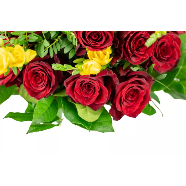 Bouquet of roses with freesia